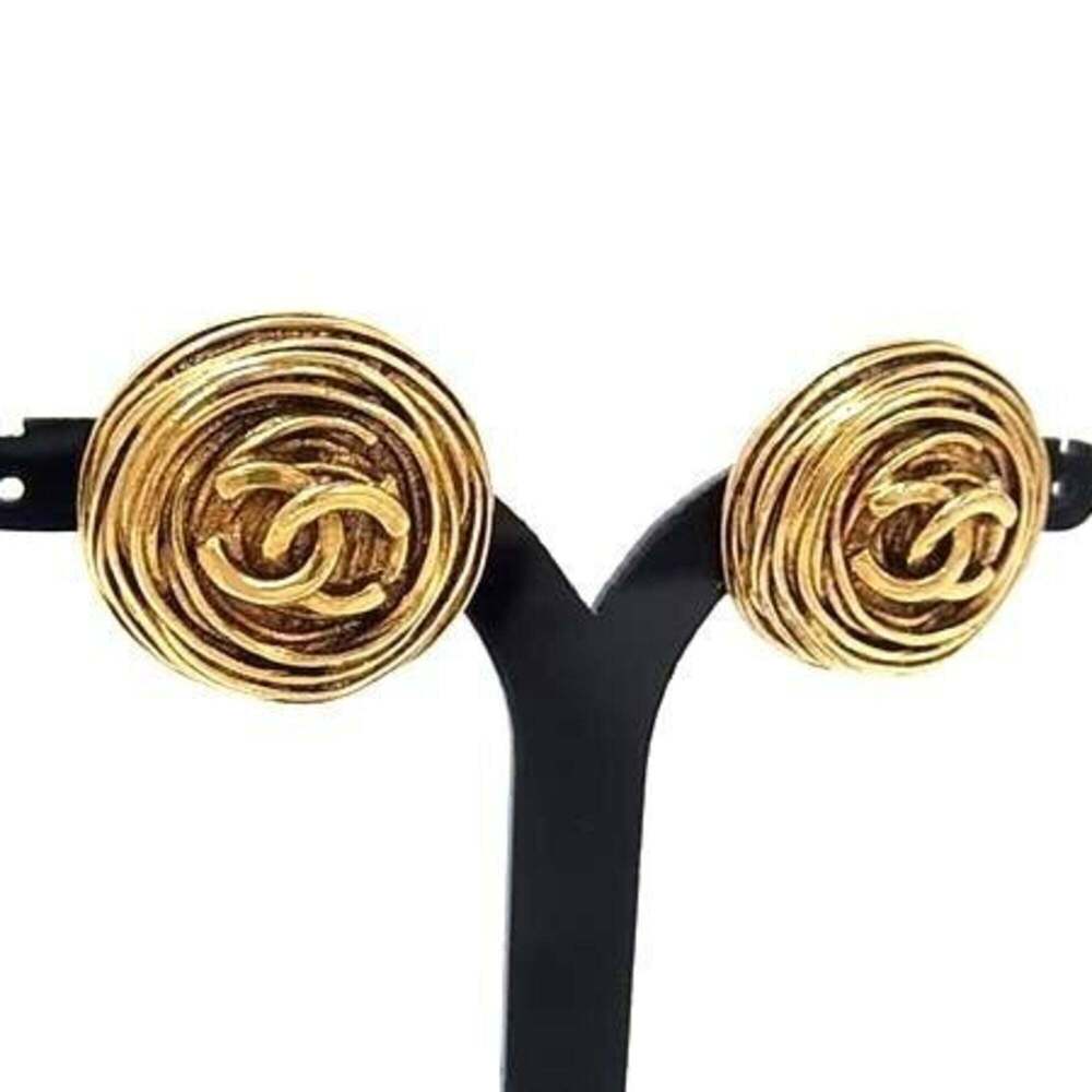CHANEL Gold Logo Earrings - Picture 1 of 3